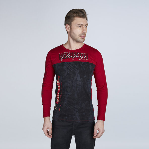 Men’s Full Sleeve Graphics Black & Red Designer T-Shirt