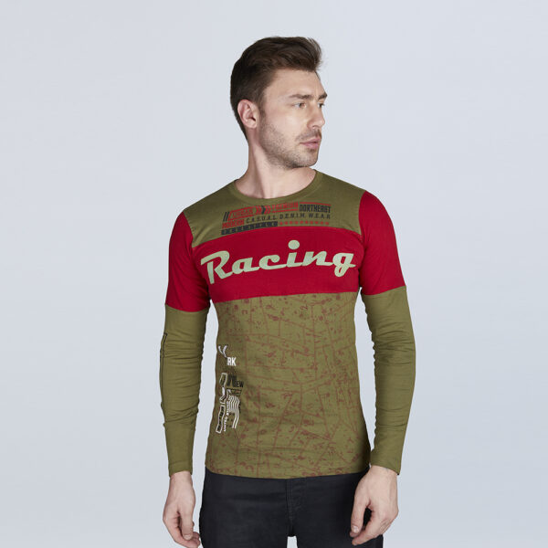 Men’s Full Sleeve Round Neck Racing Typography T-Shirt