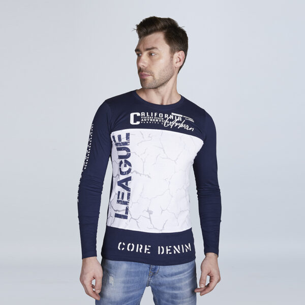 Men’s Full Sleeve Stylish Blue & White Designer T-Shirt
