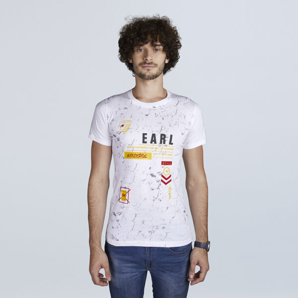 Men’s Half Sleeve White Designer Print T-Shirt