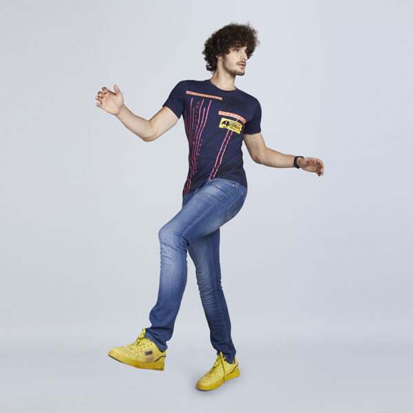 Men’s Half Sleeve Blue Designer Print Round Neck T-Shirt