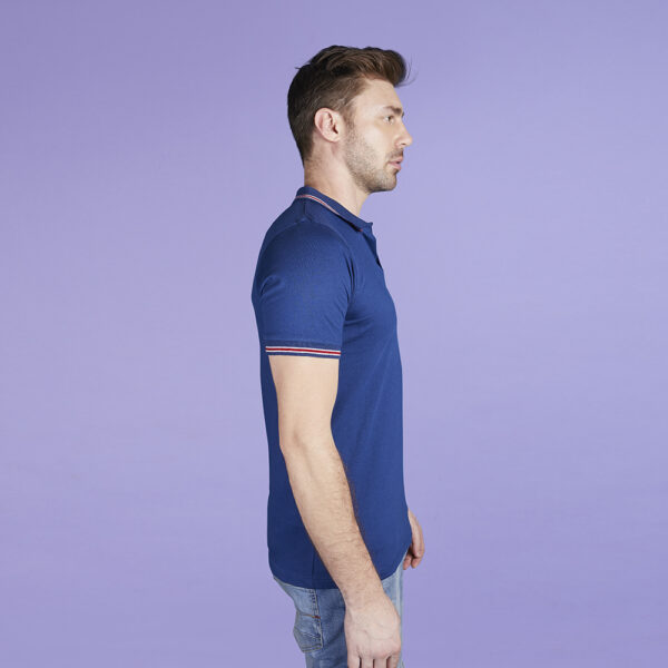 Men’s Half Sleeve Blue Typography Collar T-Shirt