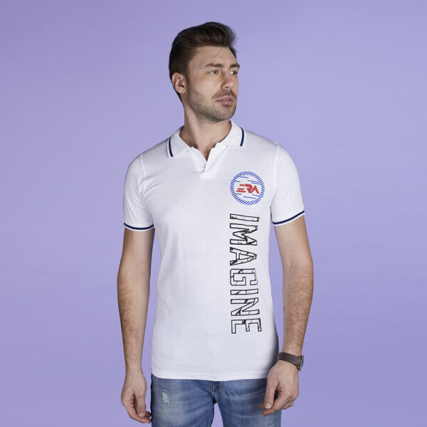 Men’s Half Sleeve Imagine Typography Collar T-Shirt