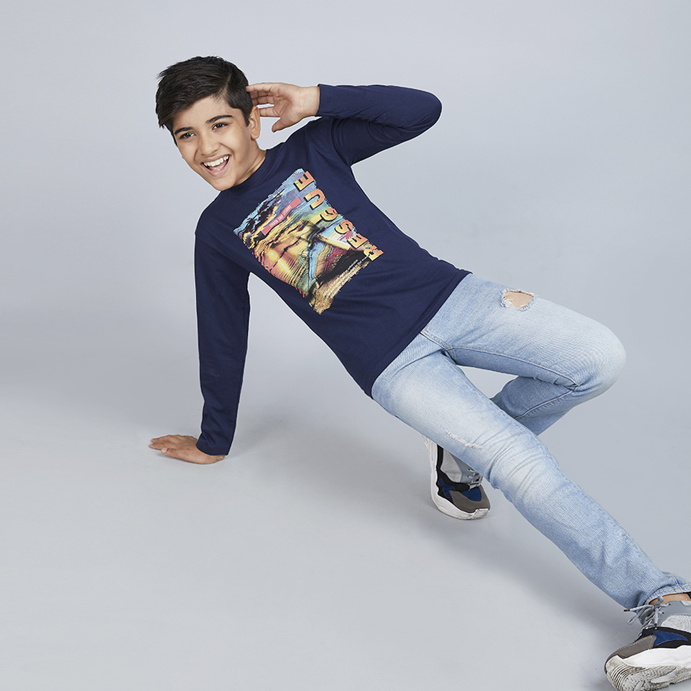 Boy’s Blue Graphic Print Crew Neck T-Shirt