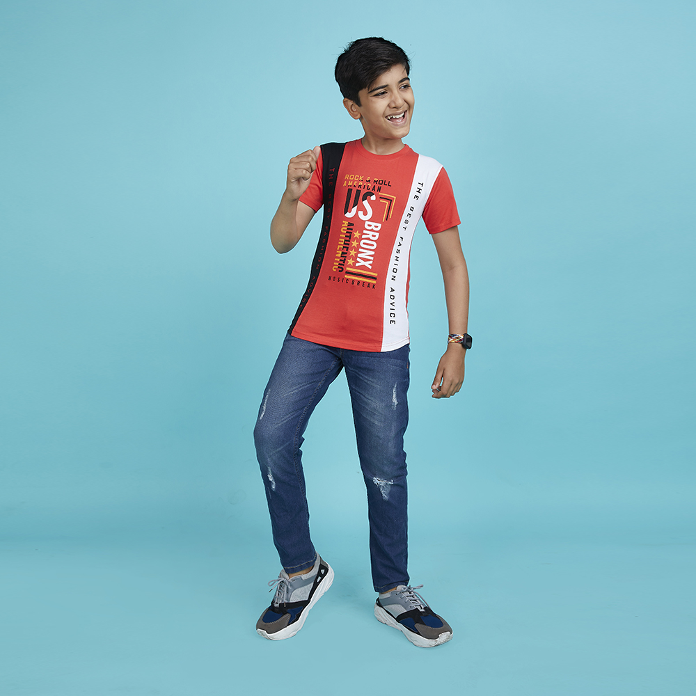 Boy’s US Typography Designer Orange T-Shirt
