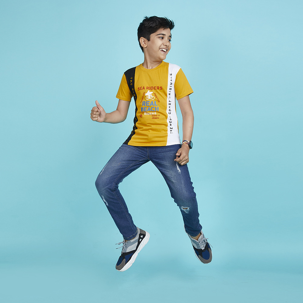 Boy’s Designer Typography Yellow T-Shirt