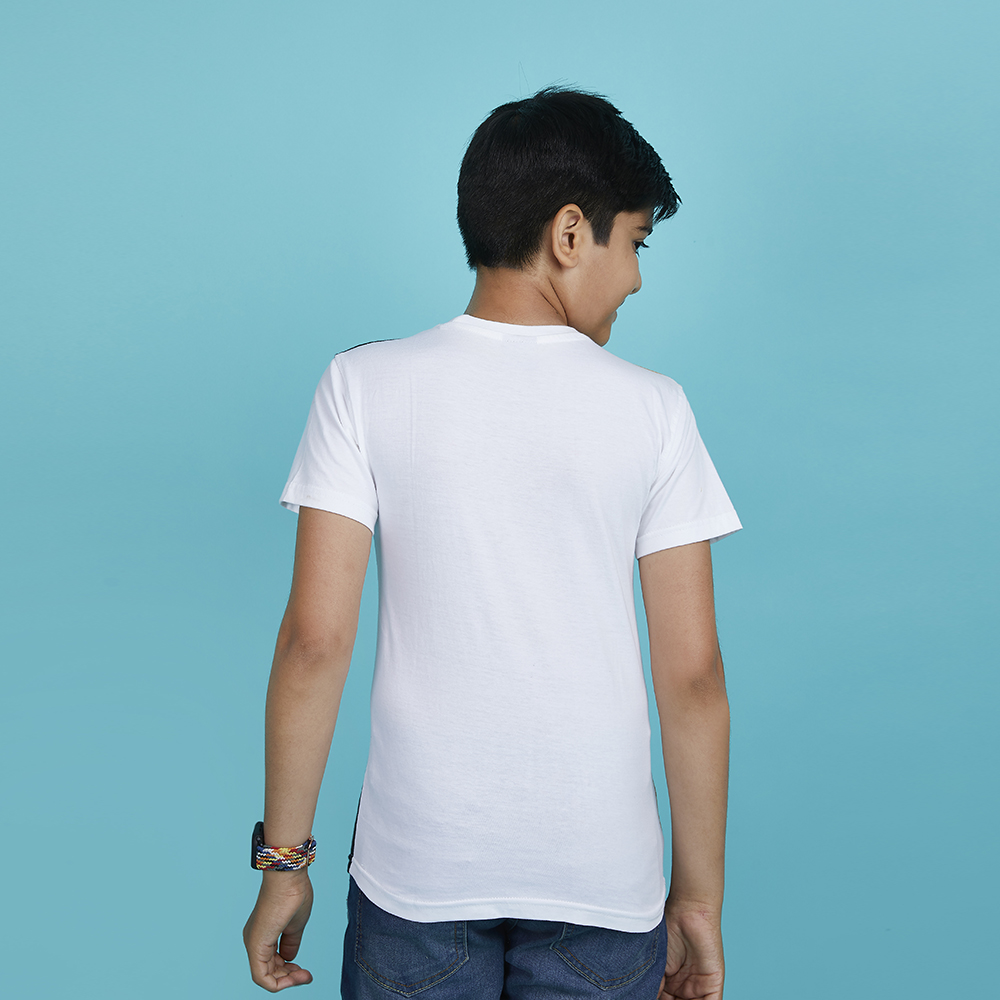 Boy’s Tricolor Designer Typography White T-Shirt