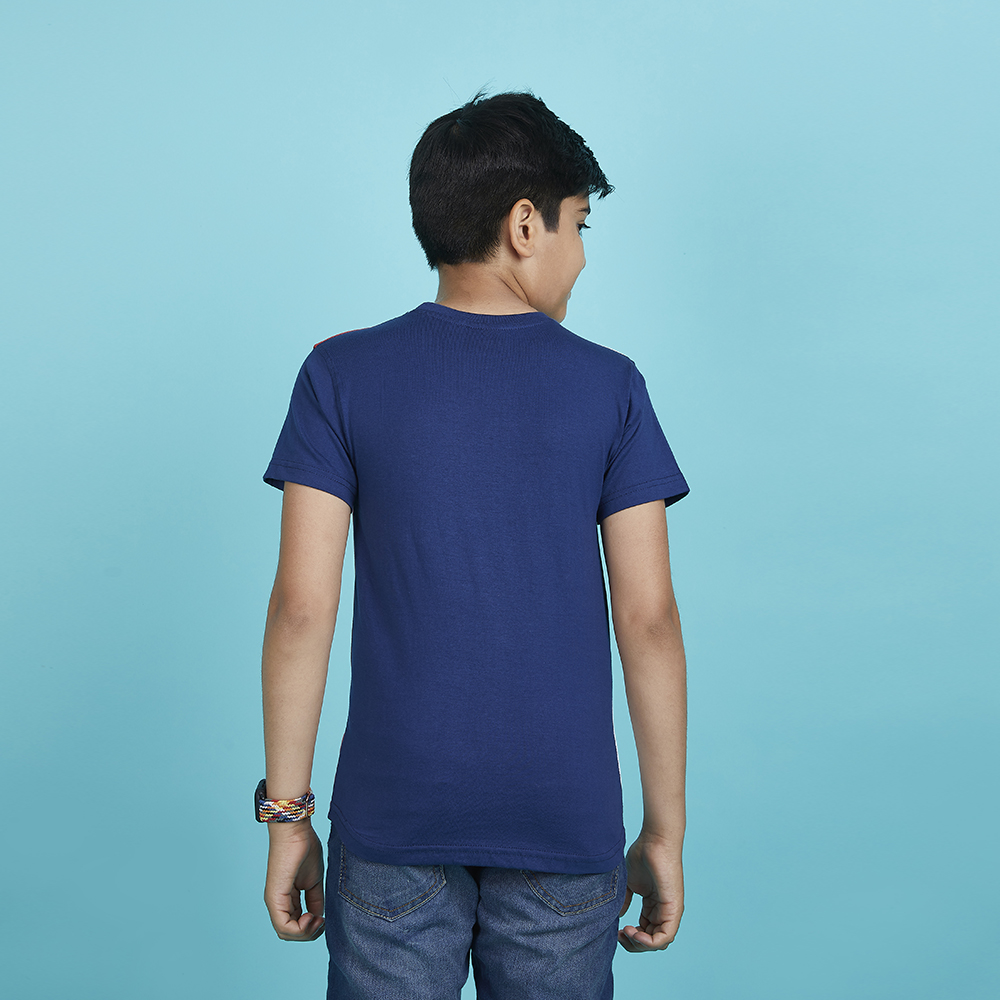 Boy’s Tricolor Designer Typography Blue T-Shirt