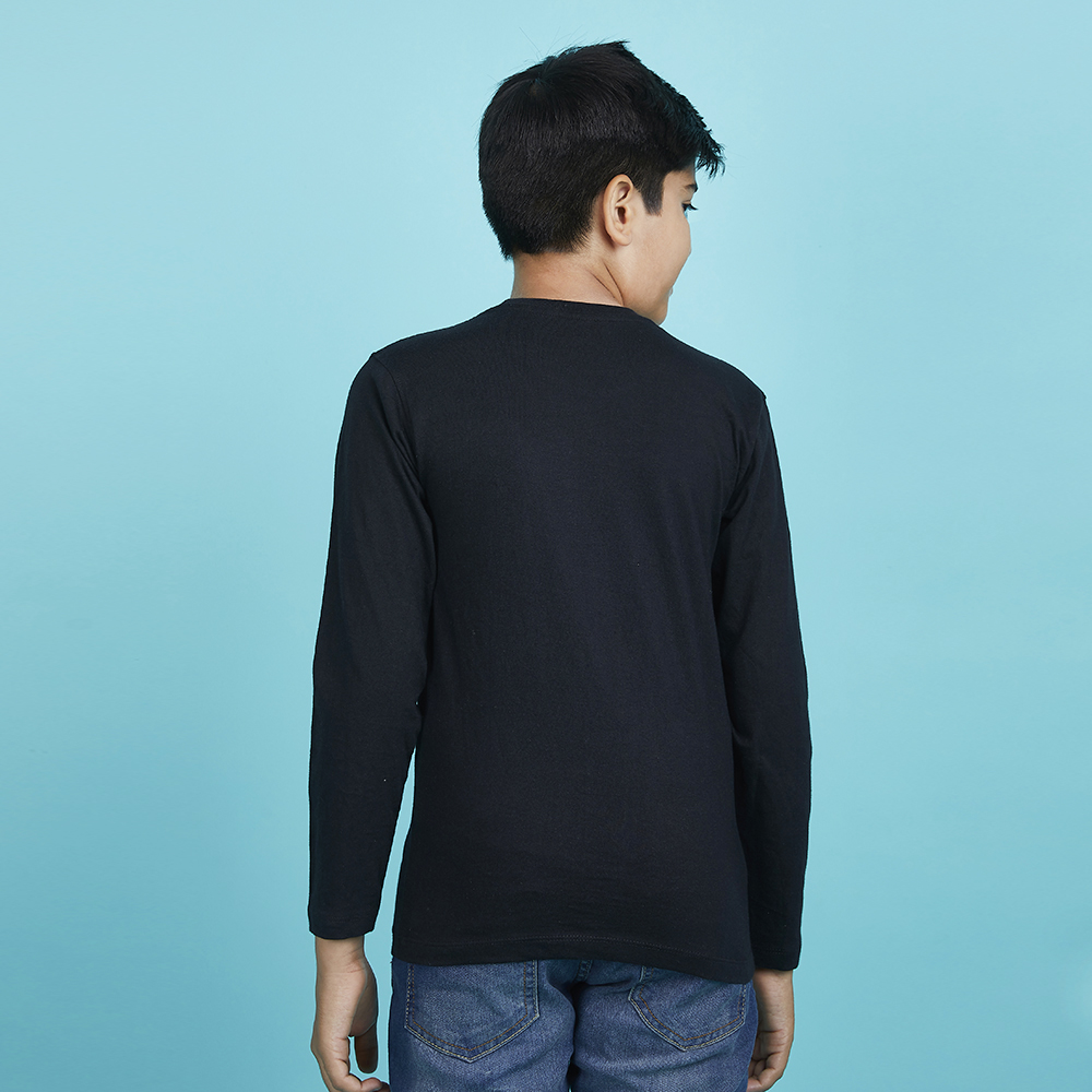 Boy’s Black Graphic Print Crew Neck T-Shirt
