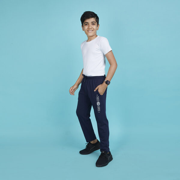 Era Boy’s Plain Typography Navy Blue Track Pants