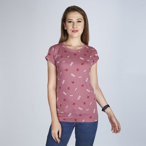 Women’s Half Sleeve Floral Trend Pink T-Shirt