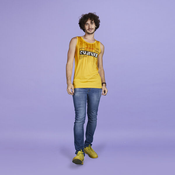 Men’s Yellow Typography Designer Printed Vest