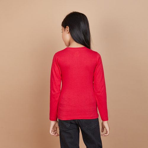 Girl’s Solid Designer Print Red T-Shirt
